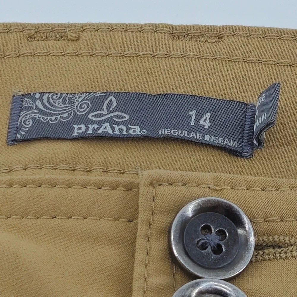 Prana Halle Hiking‎ Pants Tan Khaki Straight Leg Outdoor Size 12 Gorpcore Earthy